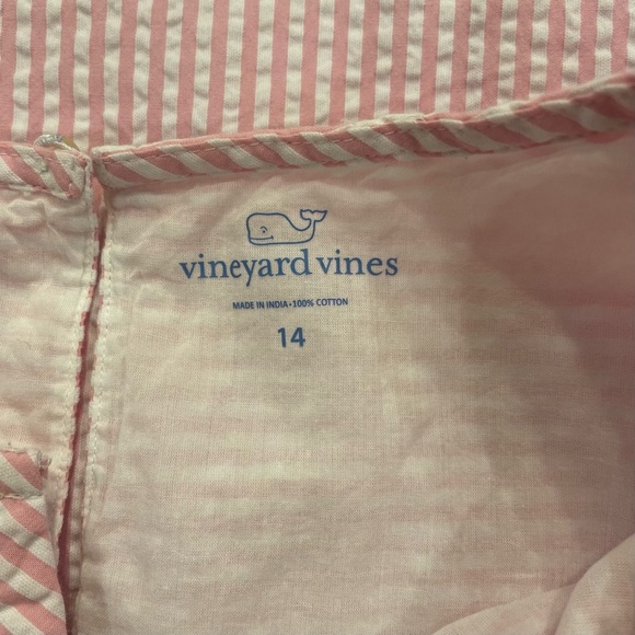 Vineyard Vines Pink & White Seersucker Sleeveless Dress Size 14 - Picture 7 of 11
